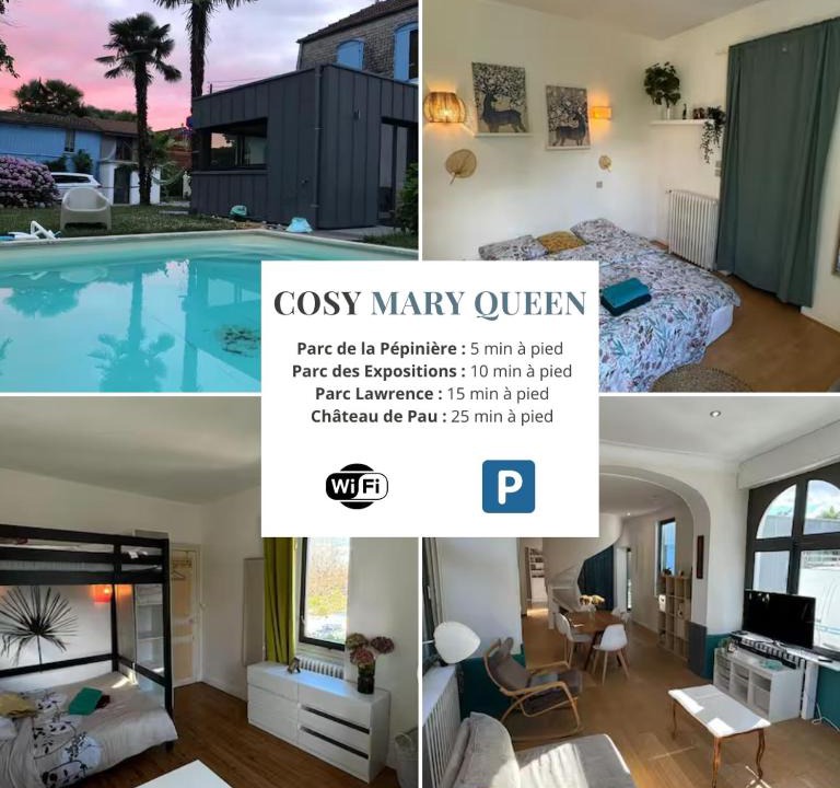 Pau-Sud Apartment | Cosy Mary Queen - T4 - Maison avec piscine
