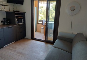Cabin studio renovated in January 2023, sea view, 4 people 100 from the beach