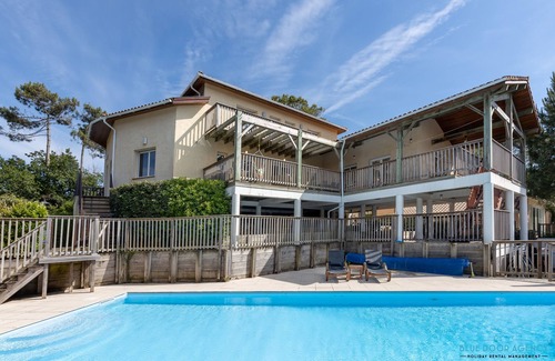 Moliets-et-Maa Villa | 4* Gallery Villa in Moliets, 15 p, heated pool, ensuite rooms/close 2 beach