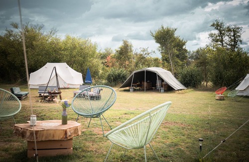 Parsac RV Rental | lovely furnished sibleybell tent, experience the feeling of camping with luxury.