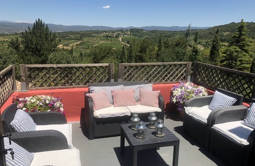 Goult House | OLD BUILDING Pool, Garden and Terrace views towards GORDES and JOUCAS