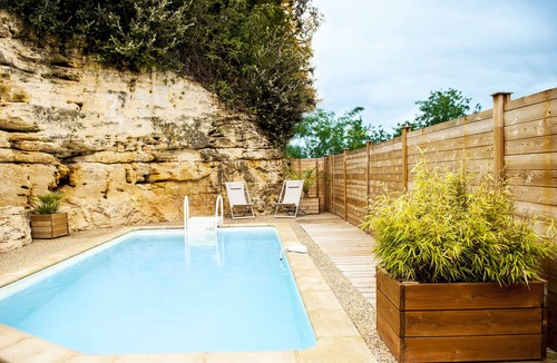 Montfort House | Typical stone house. Heated swimming pool, garden , stunning view