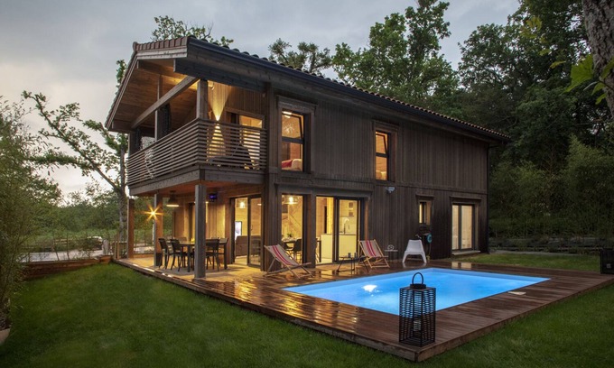 Moliets-et-Maa House | "Lia": Bioclimatic architect's house in solid wood with swimming pool