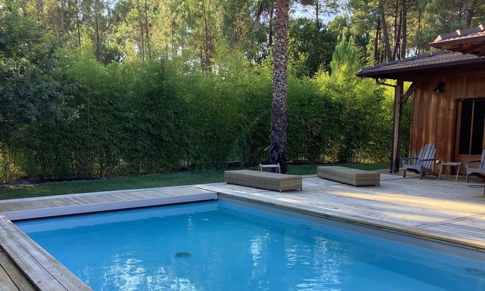 Lege-Cap-Ferret Villa | Wooden villa with heated pool-terrace and enclosed garden